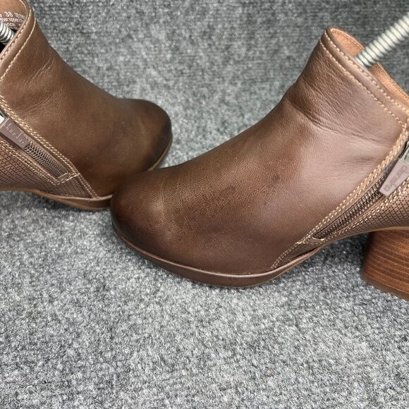 Dansko Marcia Ankle Boots Women's Size 8 Brown Leather Inside Zip Slip On Heeled - Picture 8 of 14